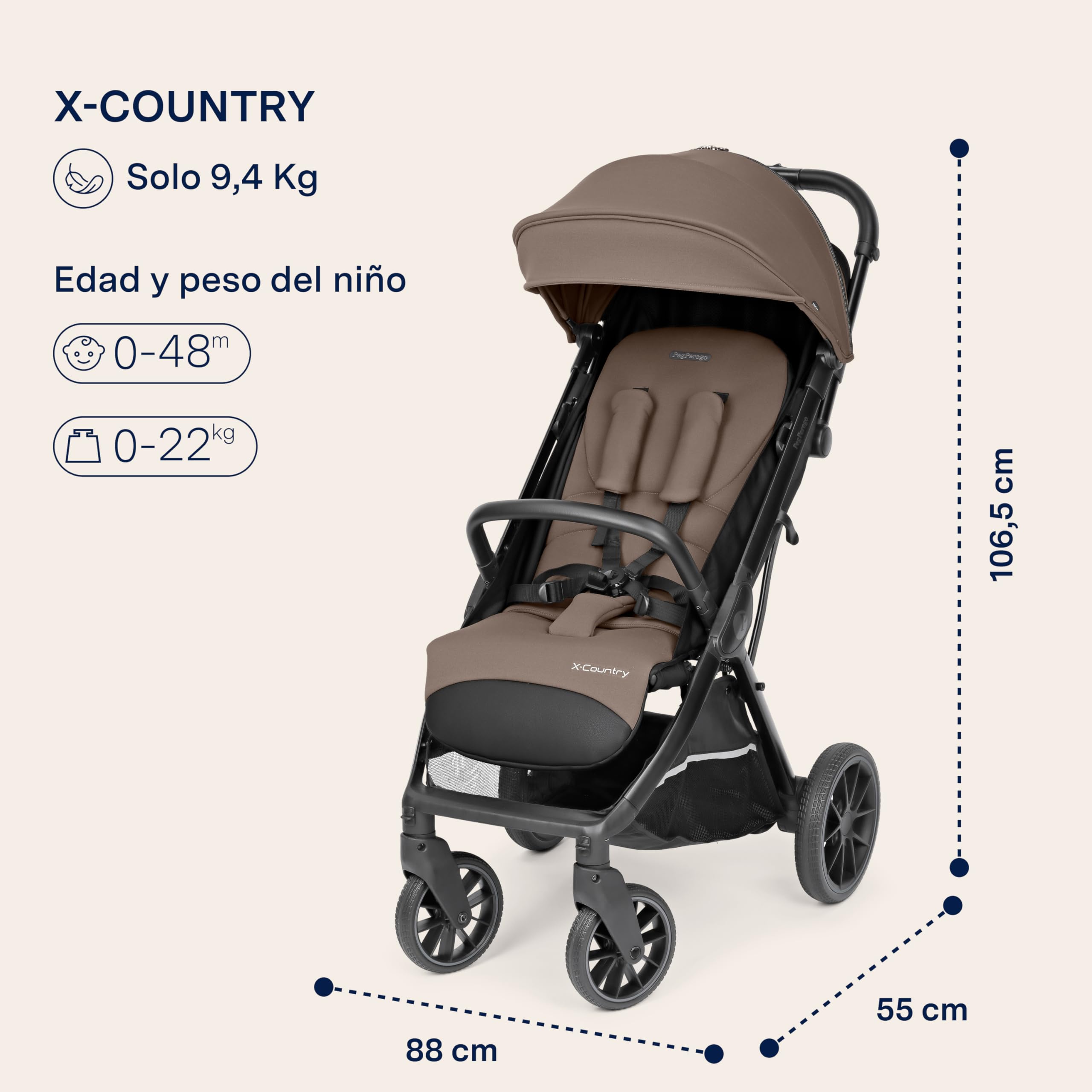 peg-perego-x-country-silla-de-paseo-todoterreno-0-22-kg-pine-bark image 2