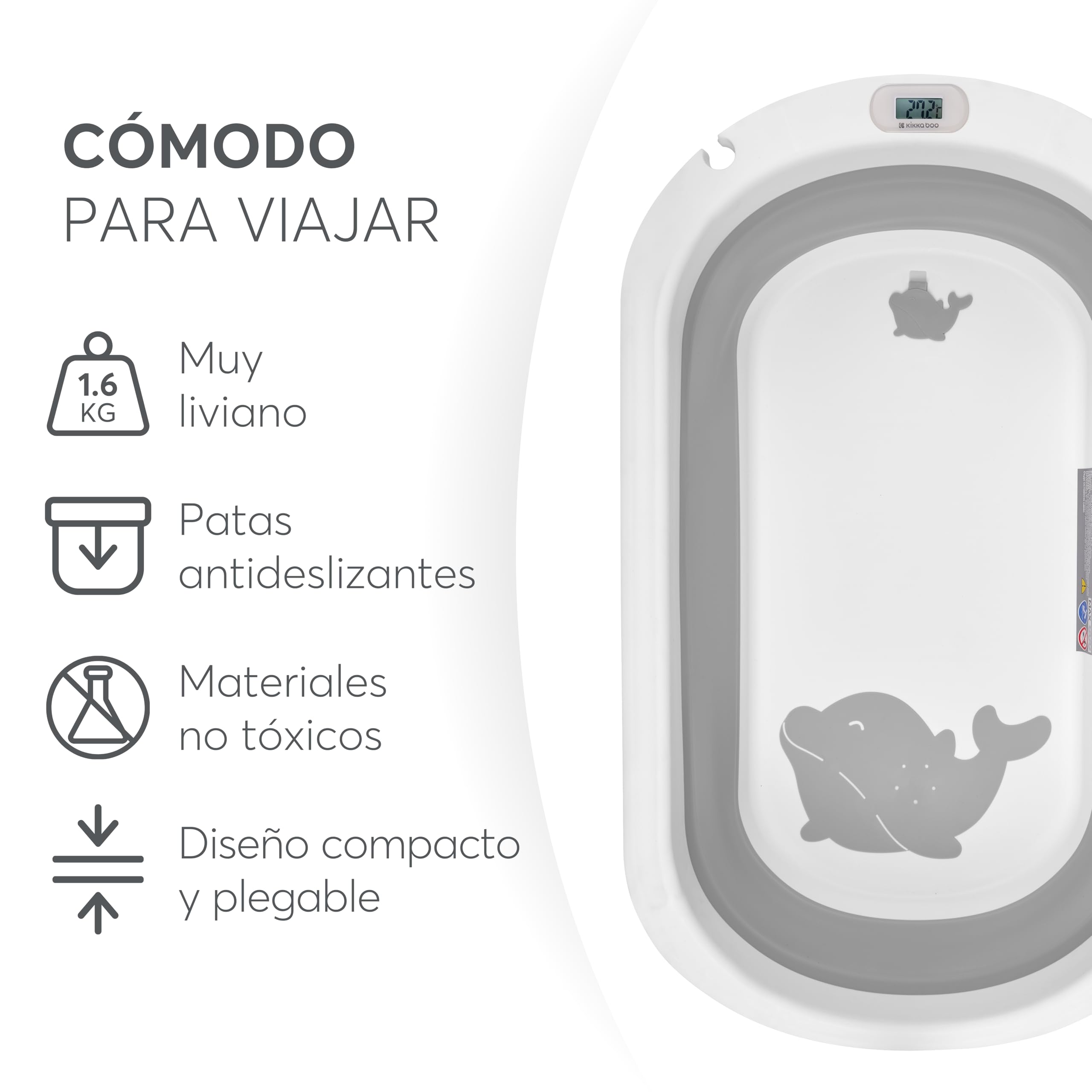kikkaboo-willy-ba-era-plegable-para-beb-con-term-metro-integrado-coj-n-de-ba-o-y image 3