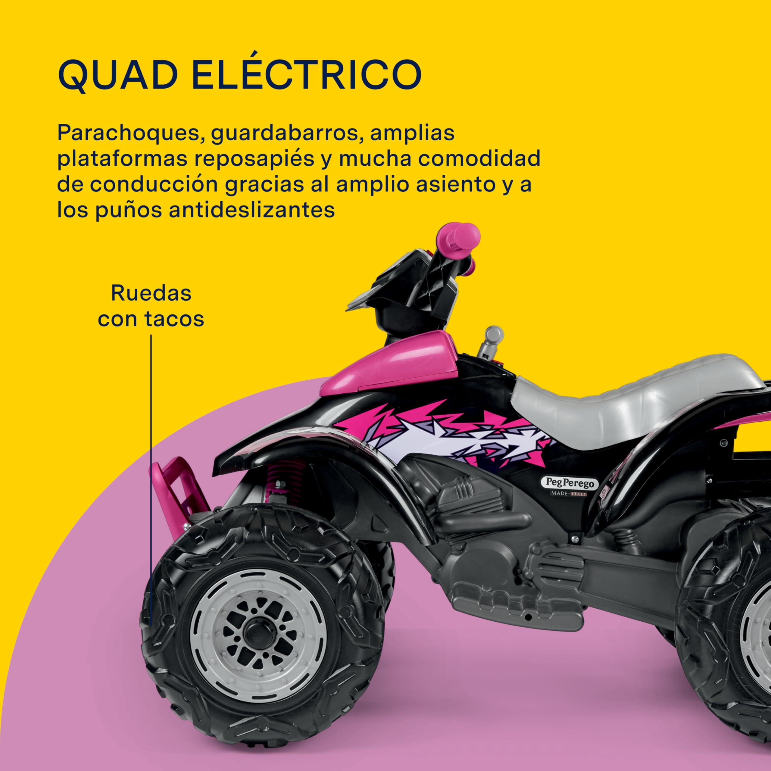 peg-perego-corral-t-rex-330-w-quad-el-ctrico-infantil-12v-rosa-con-luces-led-y-s image 4