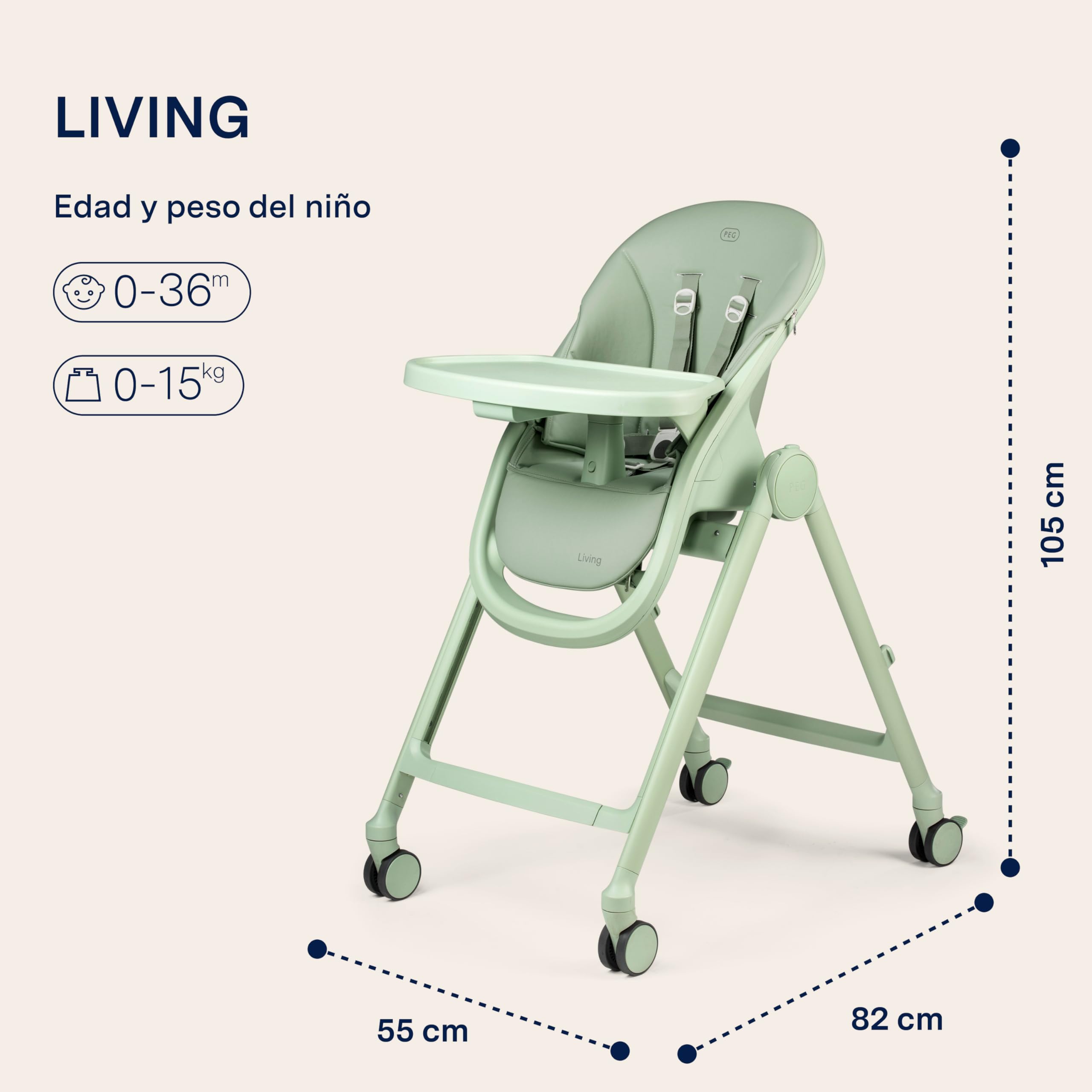peg-perego-living-trona-evolutiva-3-en-1-sage-0-3-a-os image 2