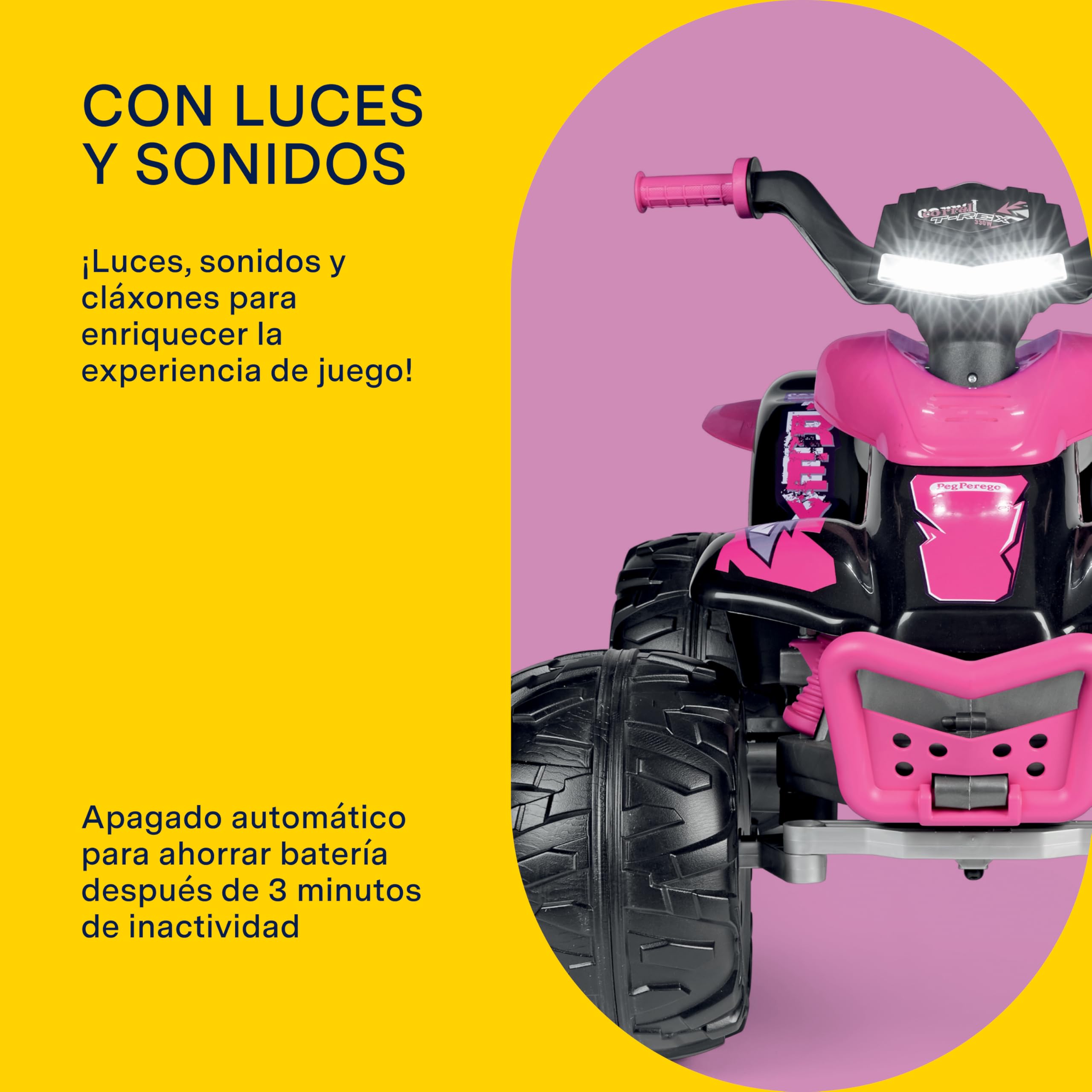 peg-perego-corral-t-rex-330-w-quad-el-ctrico-infantil-12v-rosa-con-luces-led-y-s image 5