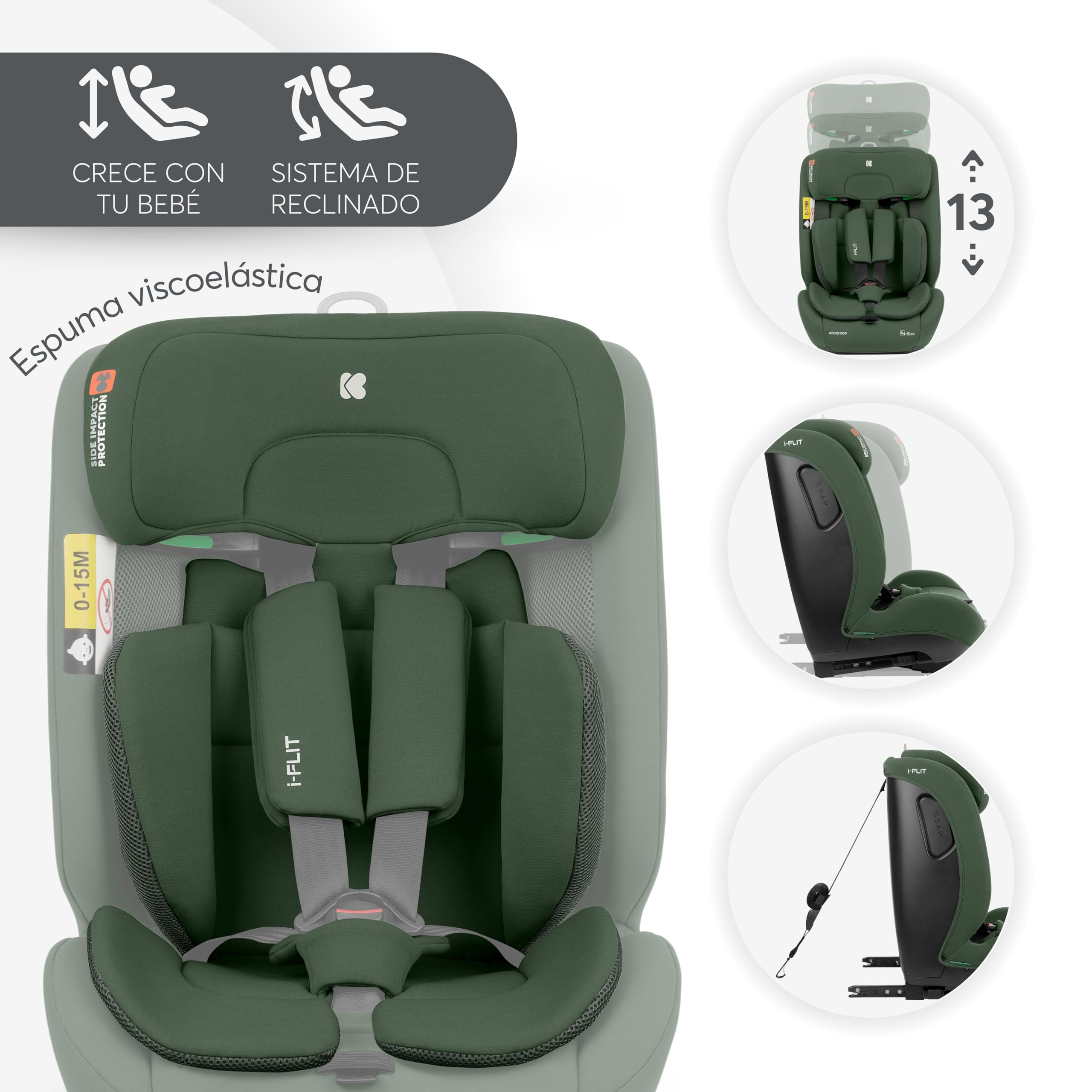 kikkaboo-i-flit-silla-de-coche-isofix-grupo-1-2-3-9-36-kg-verde-militar image 4