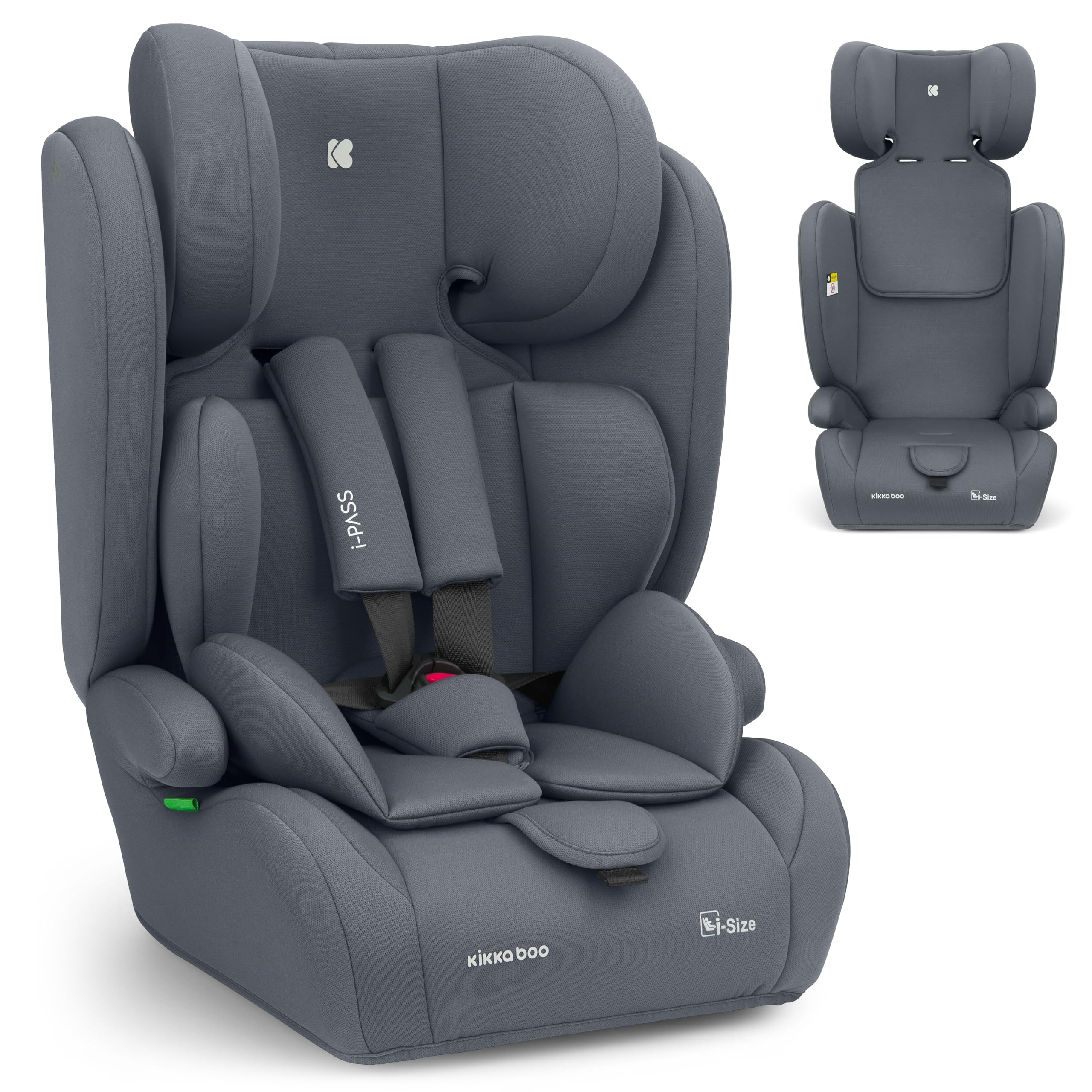 kikkaboo-i-pass-silla-de-coche-grupo-1-2-3-9-36-kg-76-150-cm-gris image 1