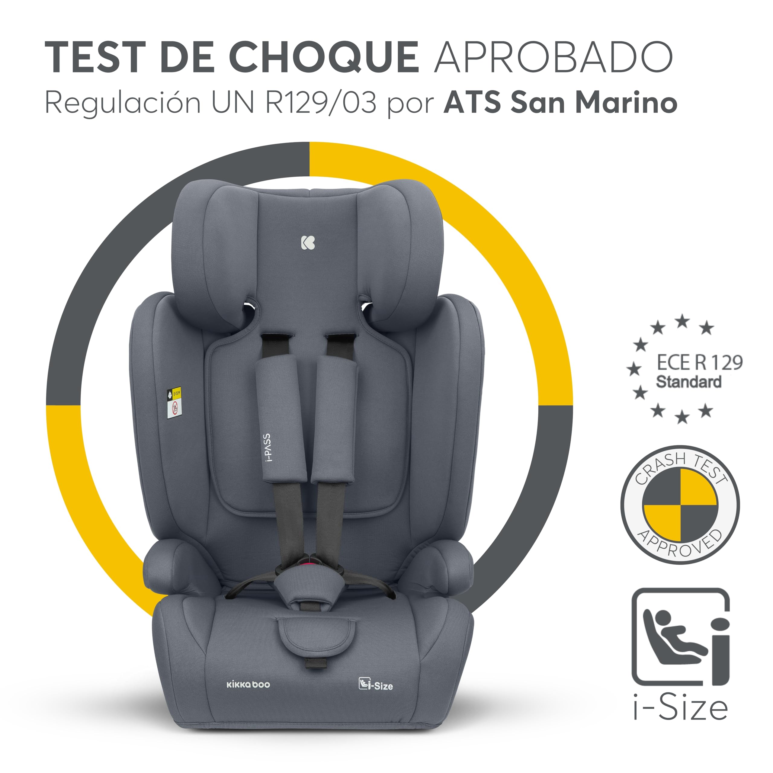 kikkaboo-i-pass-silla-de-coche-grupo-1-2-3-9-36-kg-76-150-cm-gris image 2