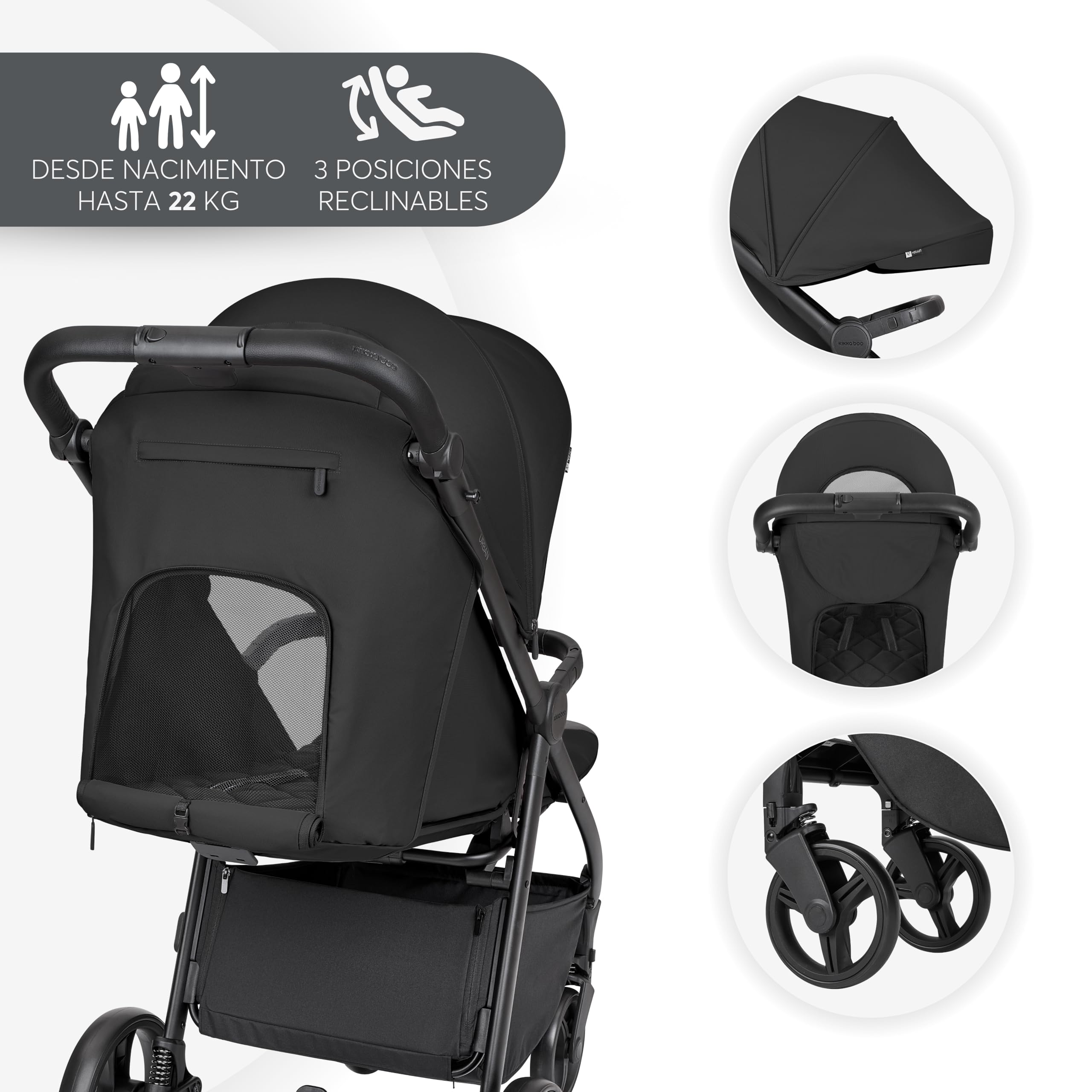 kikkaboo-urban-silla-de-paseo-ligera-negra-hasta-22-kg image 8