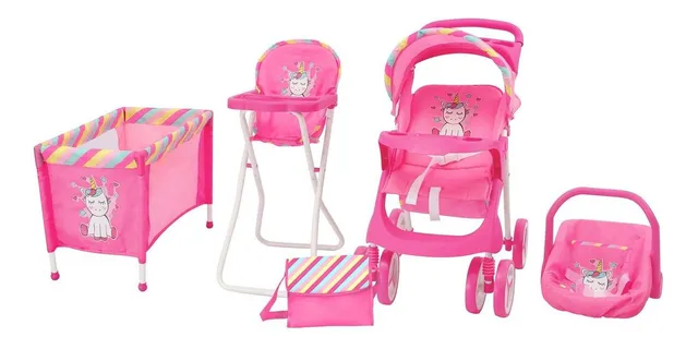 prinsel-combo-maxi-doll-unicornio-con-carriolita-cunita-portabeb-sillita-y-pa-al image 1