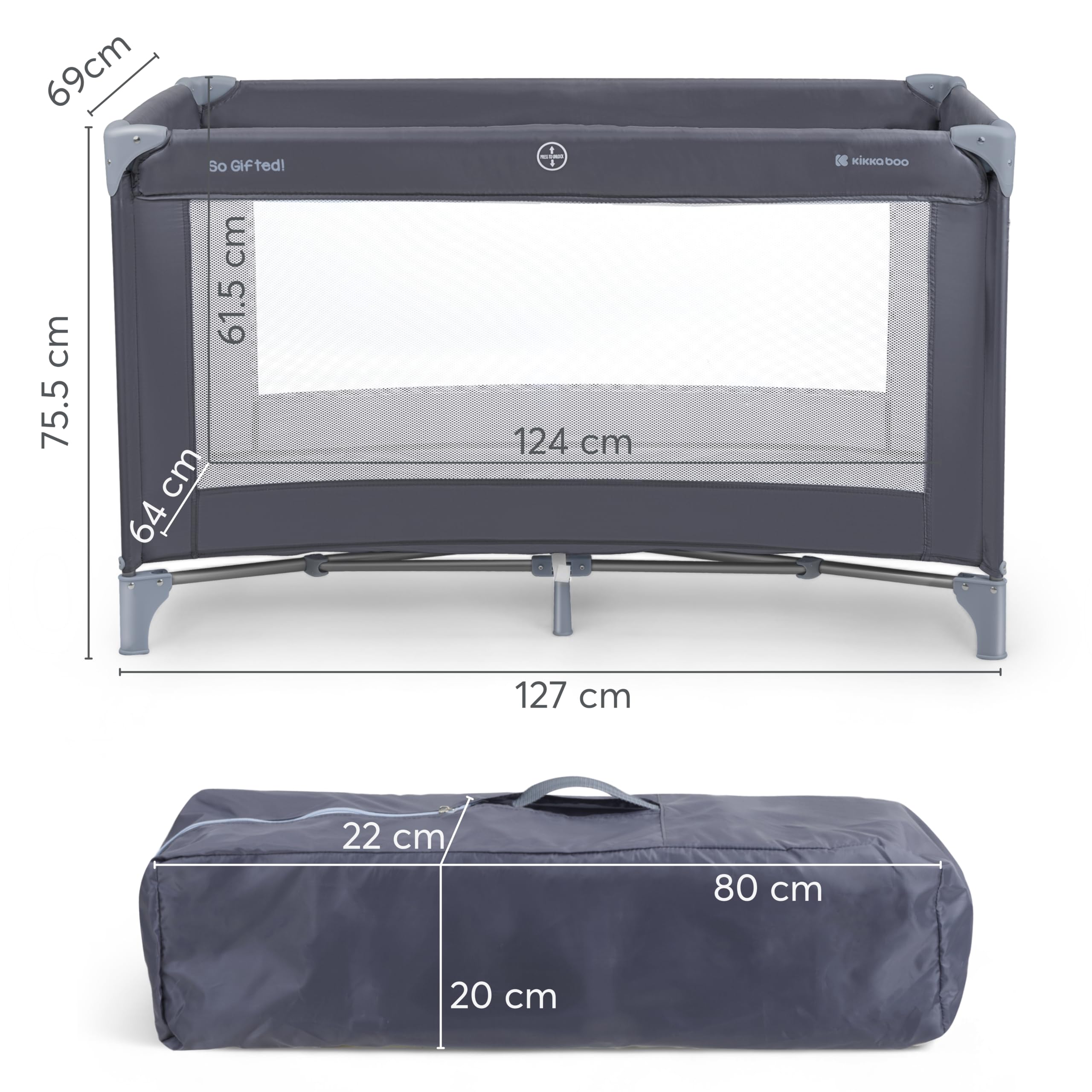 kikkaboo-so-gifted-cuna-de-viaje-120x60-cm-hasta-15-kg-azul-marino image 8