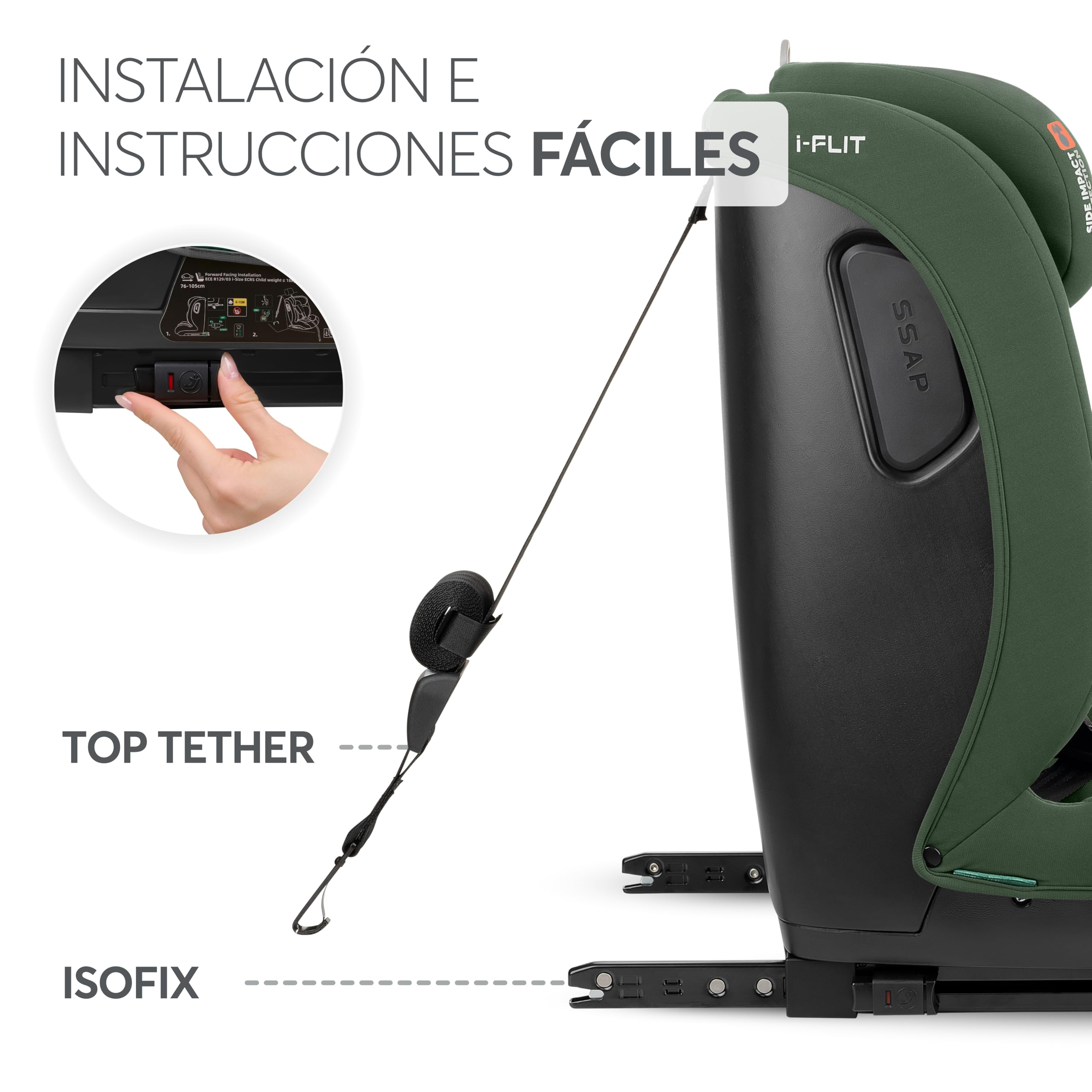 kikkaboo-i-flit-silla-de-coche-isofix-grupo-1-2-3-9-36-kg-verde-militar image 6