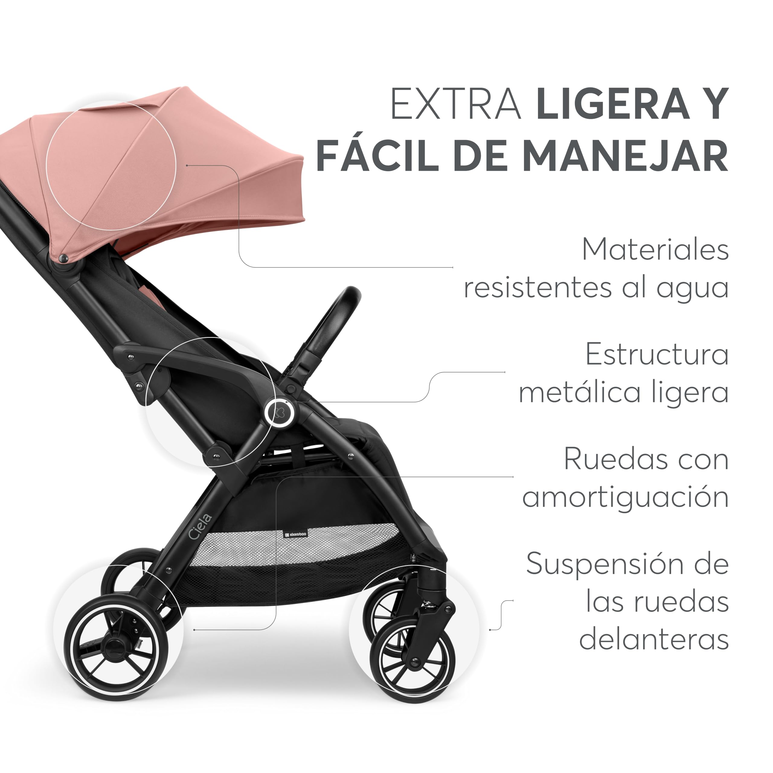 kikkaboo-ciela-silla-de-paseo-ligera-compacta-hasta-22-kg-rosa image 5