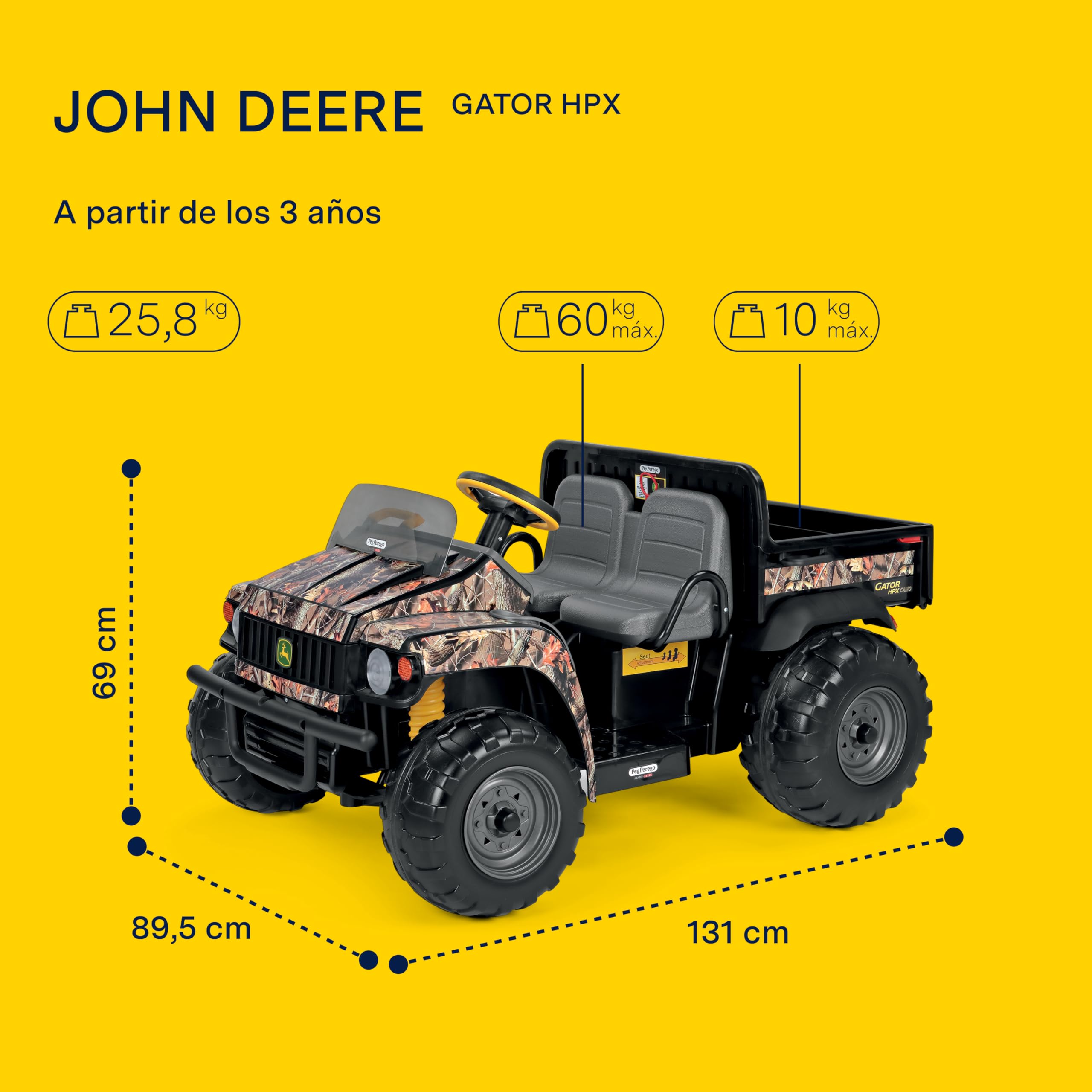 peg-perego-john-deere-gator-hpx-camo-tractor-el-ctrico-12v-2-plazas image 2