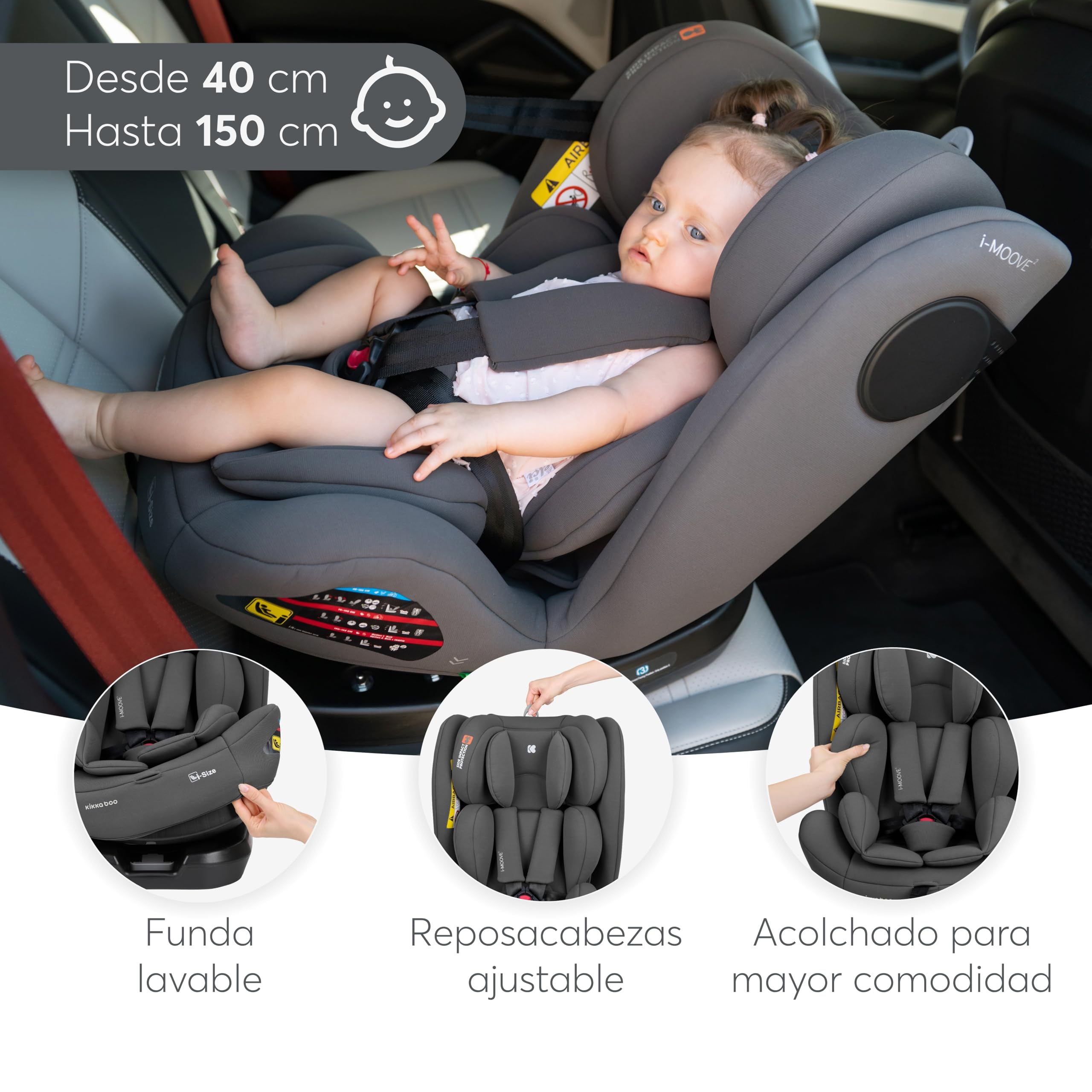 kikkaboo-i-moove-2-silla-coche-i-size-40-150-cm-isofix-360-gris-oscuro image 6