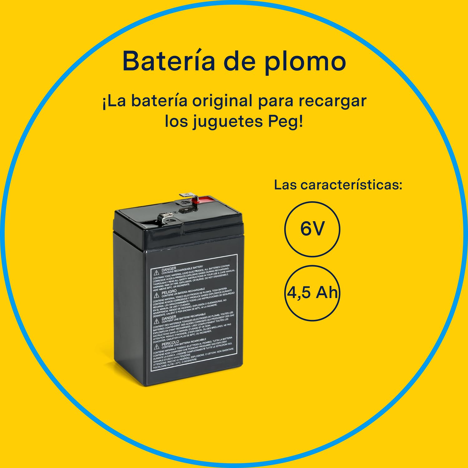 peg-perego-bater-a-6v-4-5ah-con-jack-repuesto-original image 2