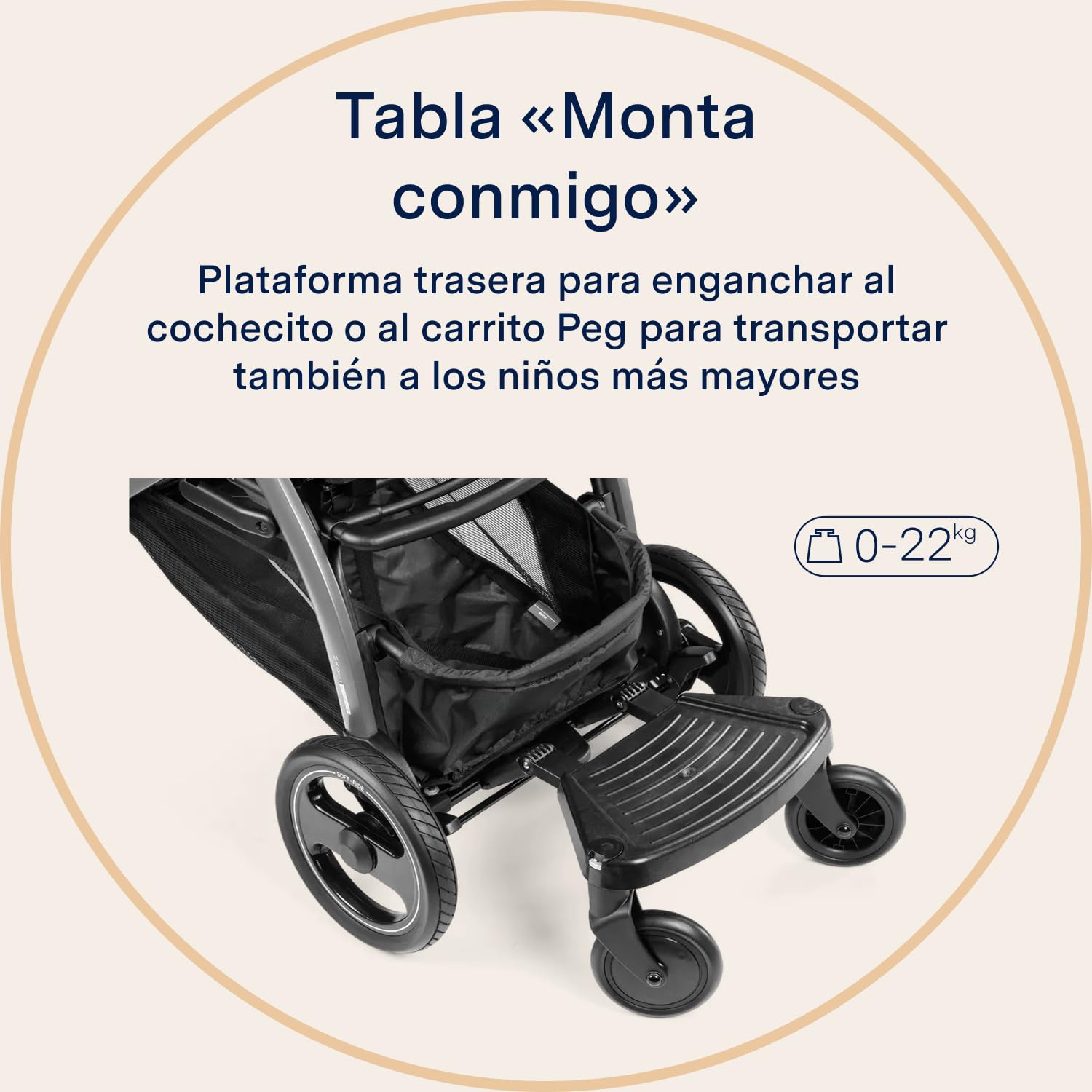 peg-perego-ride-with-me-board-patinete-plataforma-trasera-para-book-negro-22-kg image 2