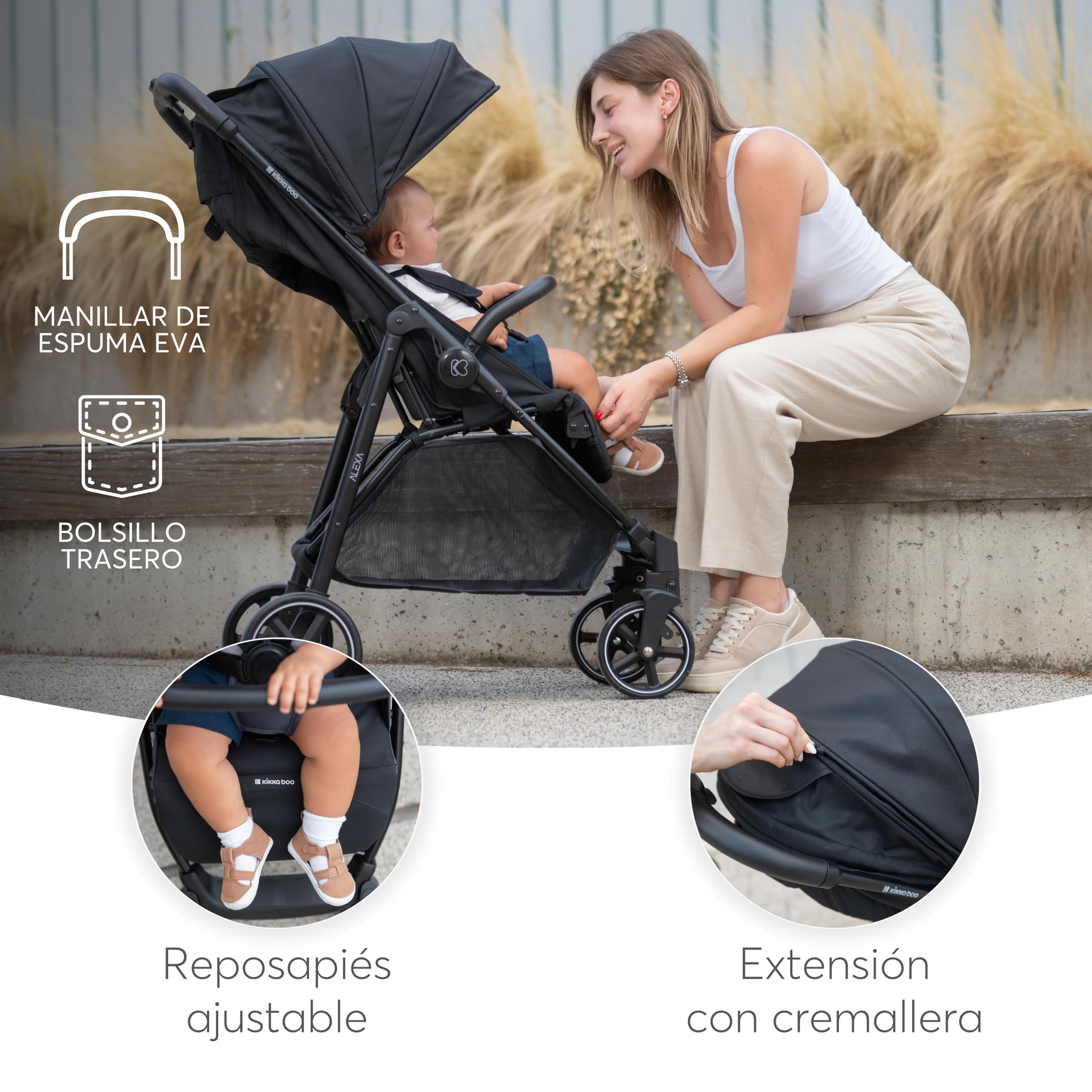 kikkaboo-alexa-silla-paseo-ligera-0-22-kg-negro image 4