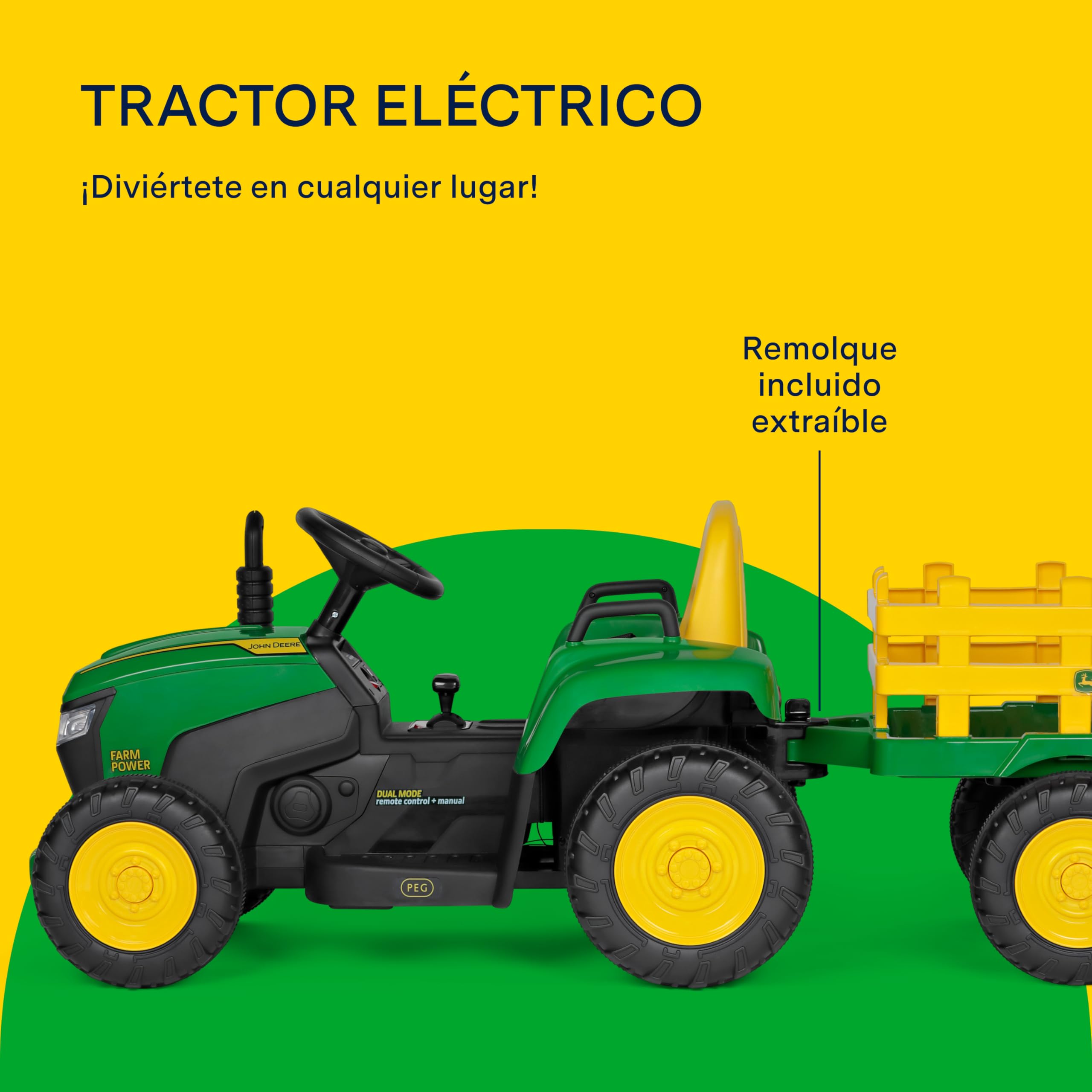peg-perego-john-deere-farm-power-tractor-tractor-el-ctrico-12v-con-mando-a-dista image 3