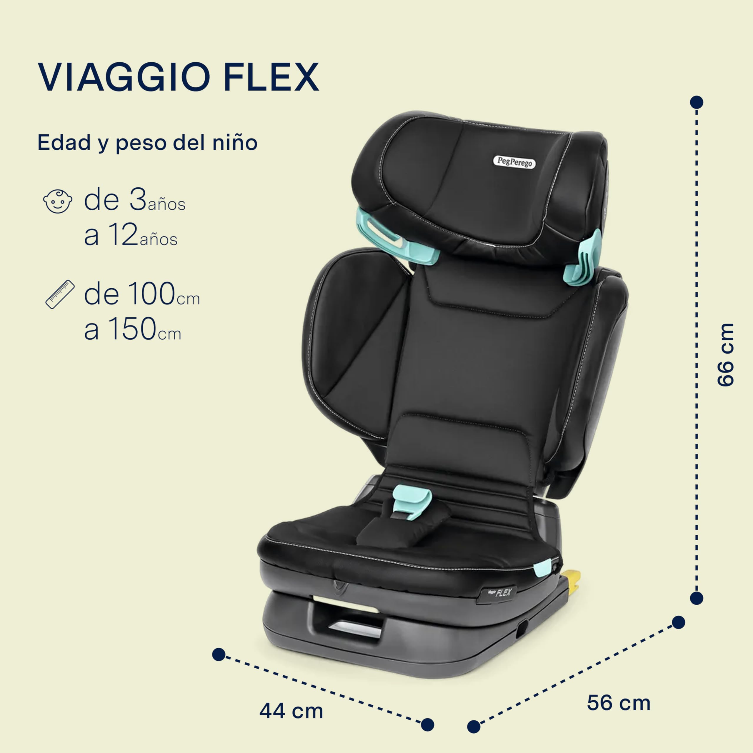 peg-perego-viaggio-flex-silla-de-coche-isofix-i-size-100-150-cm-plegable-licoric image 2