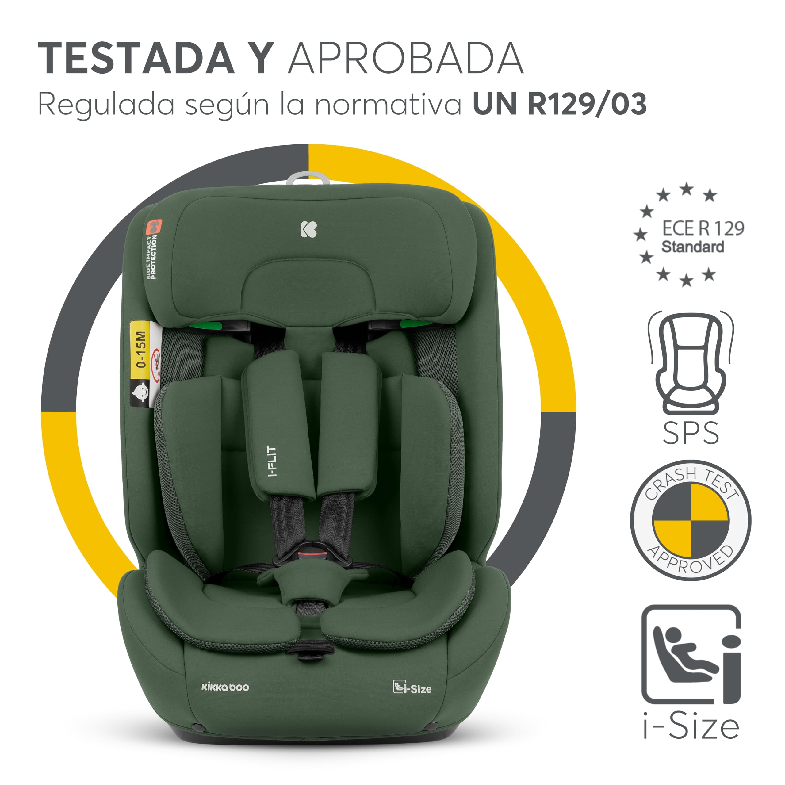 kikkaboo-i-flit-silla-de-coche-isofix-grupo-1-2-3-9-36-kg-verde-militar image 2