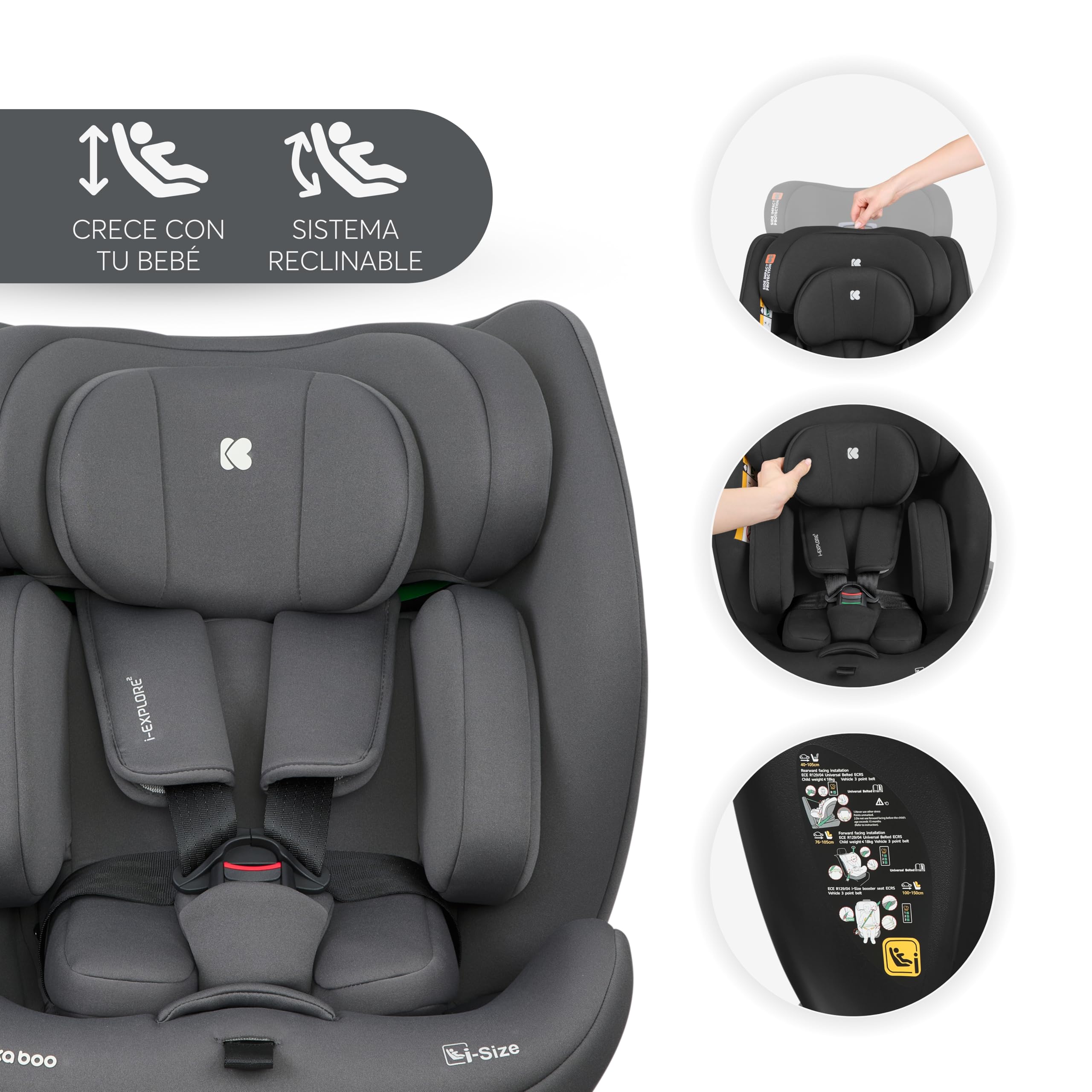 kikkaboo-i-explore-2-silla-coche-i-size-40-150-cm-sin-isofix-grey image 6
