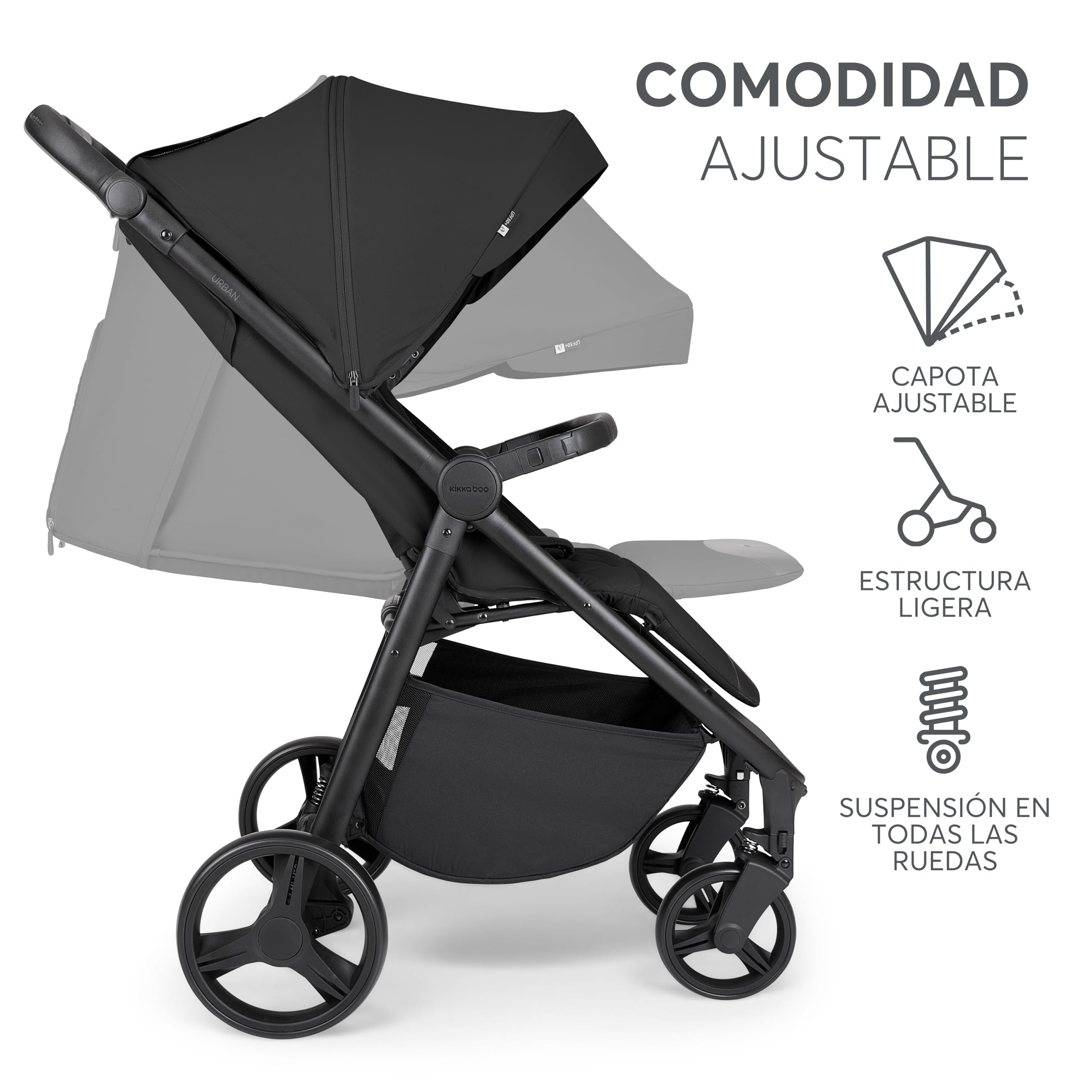 kikkaboo-urban-silla-de-paseo-ligera-negra-hasta-22-kg image 4