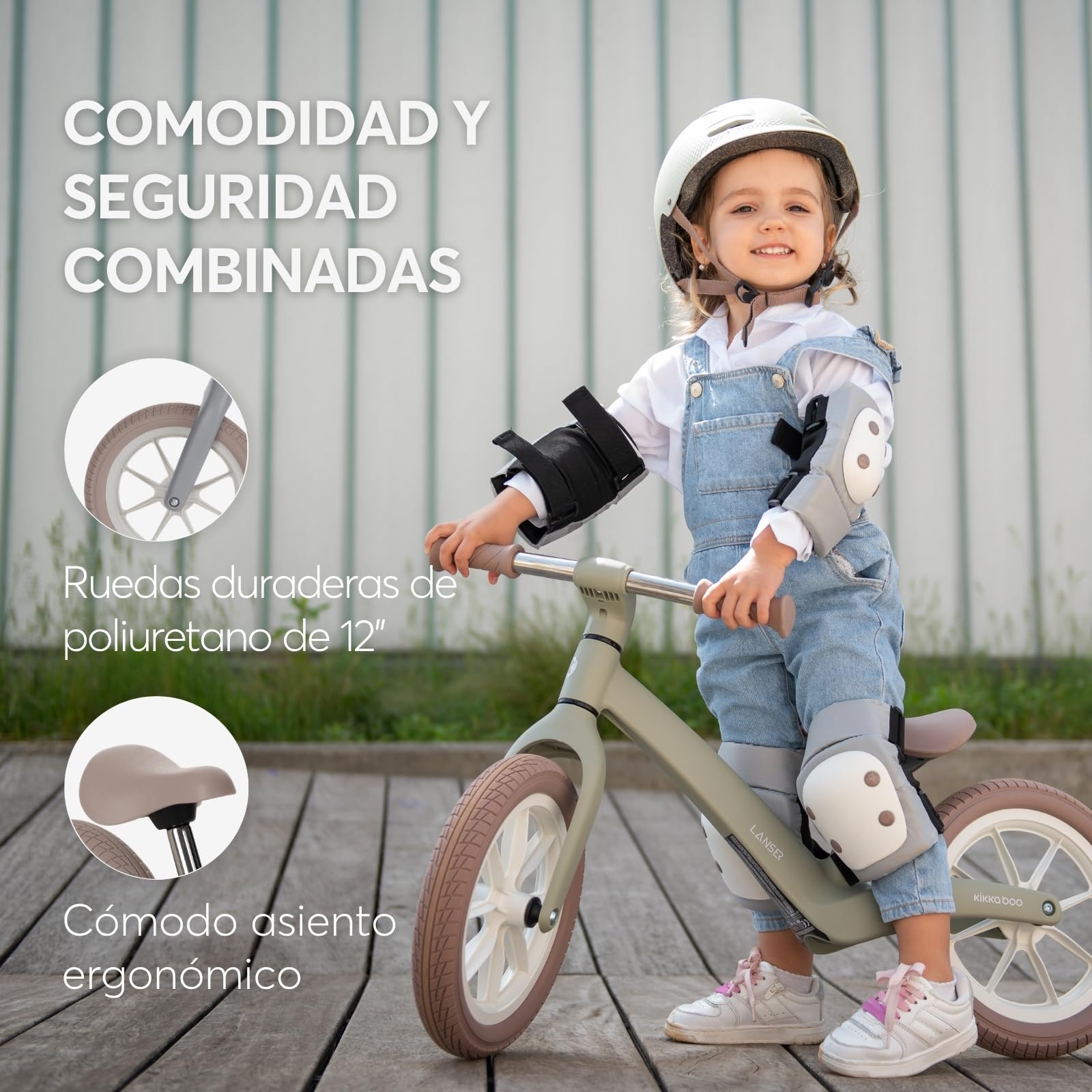 kikkaboo-lanser-bicicleta-sin-pedales-12-verde-militar image 3