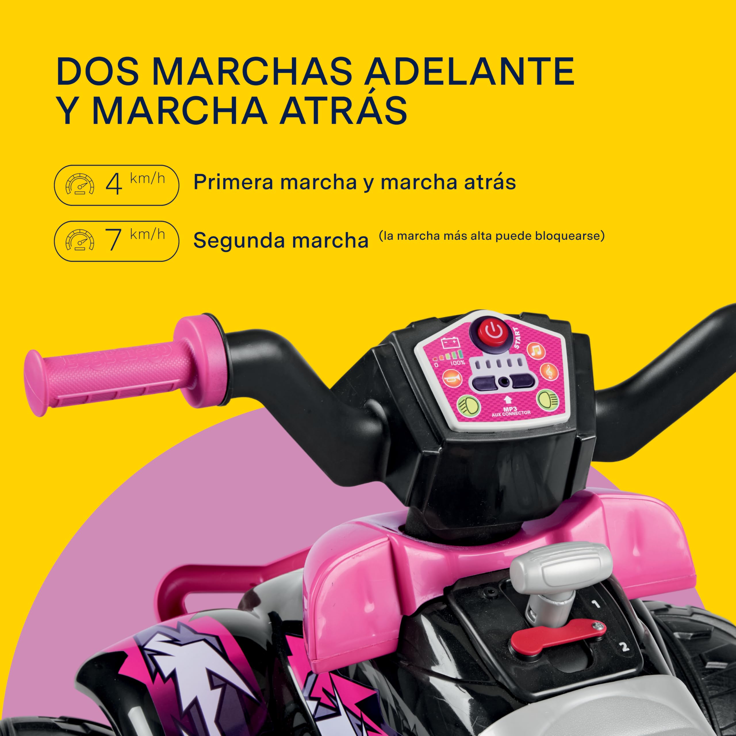 peg-perego-corral-t-rex-330-w-quad-el-ctrico-infantil-12v-rosa-con-luces-led-y-s image 6