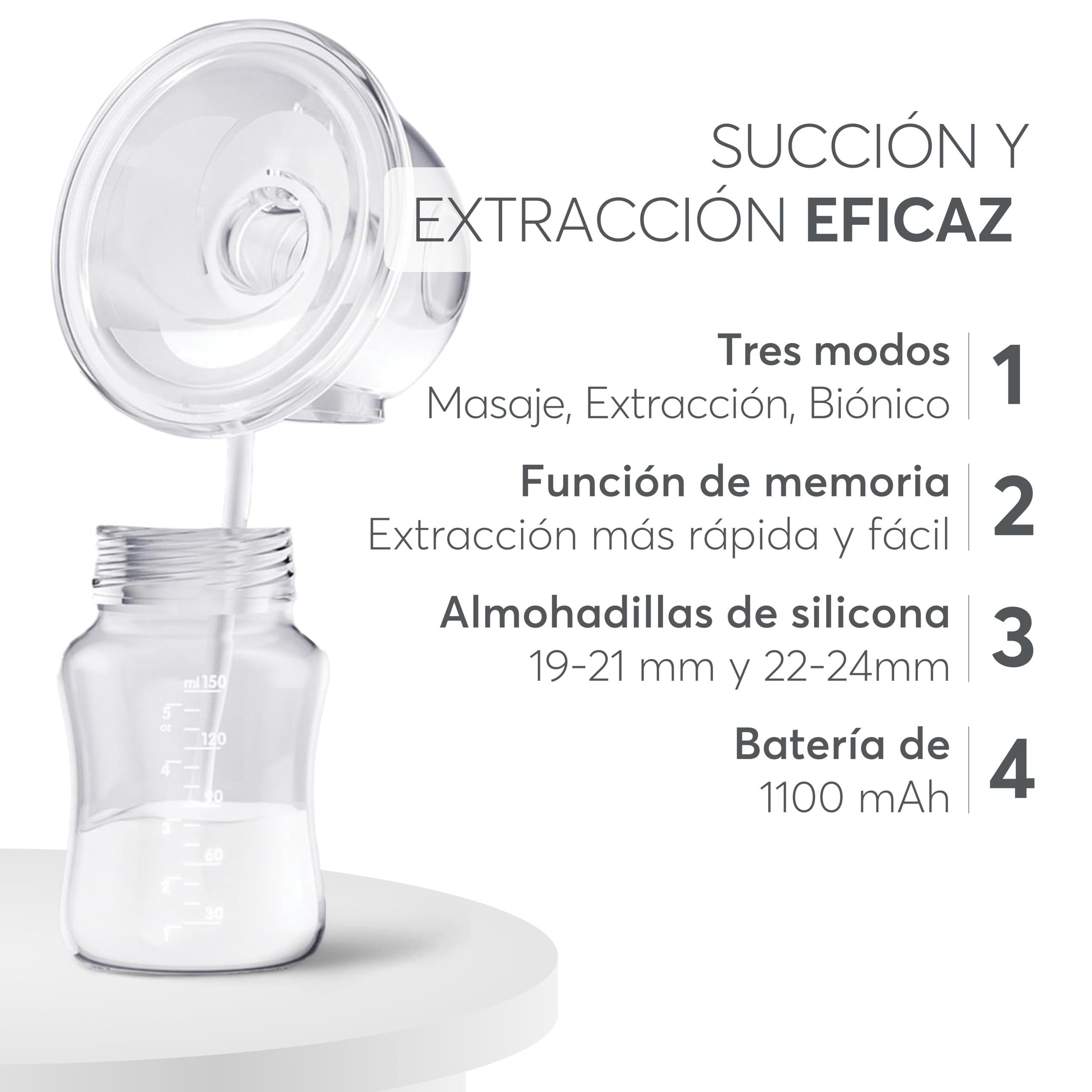 kikkaboo-noa-sacaleches-el-ctrico-manos-libres-3-modos-9-niveles-led-menta image 8