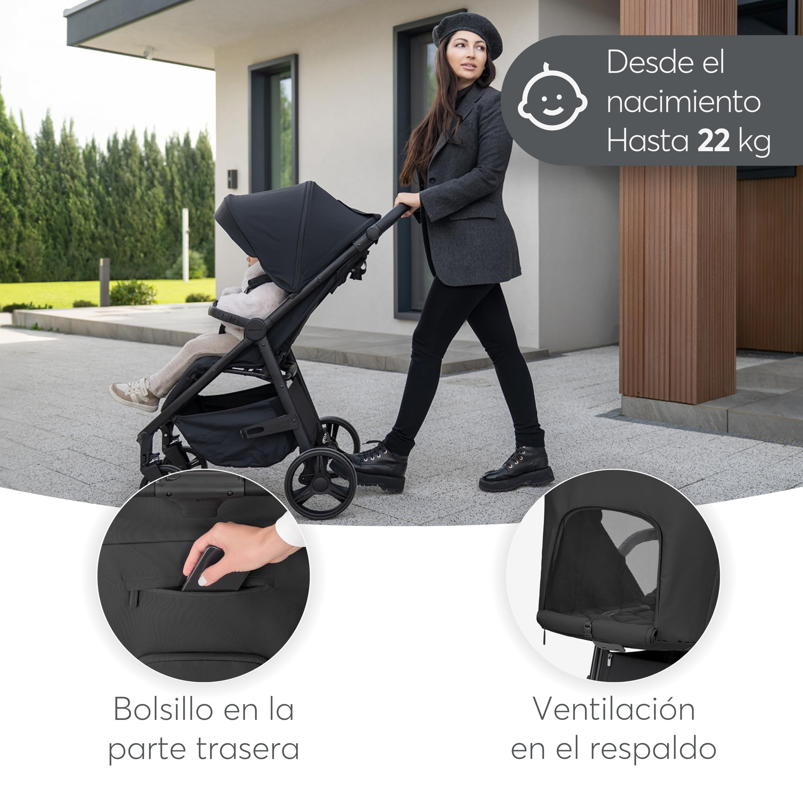 kikkaboo-urban-silla-de-paseo-ligera-negra-hasta-22-kg image 7