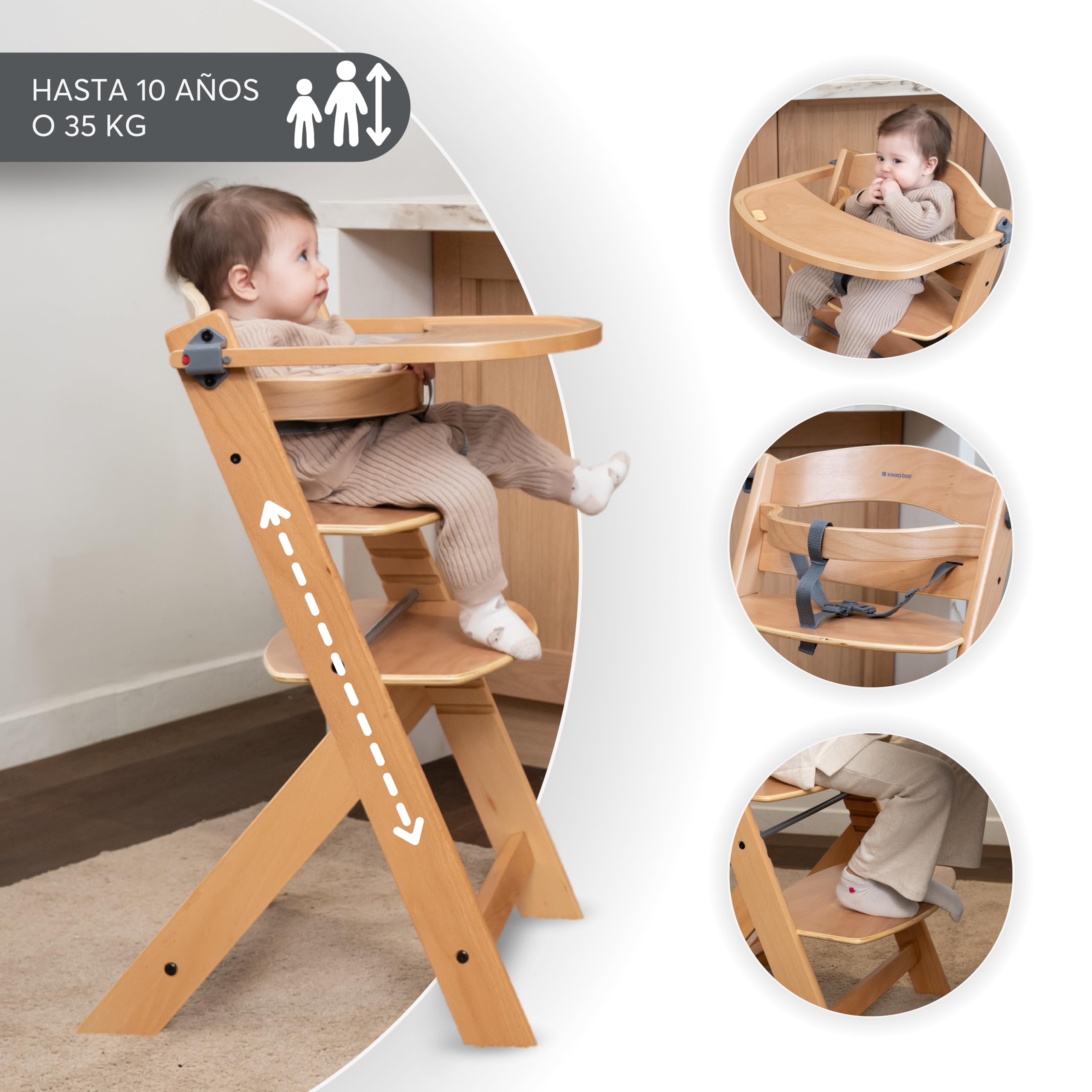 kikkaboo-nordy-trona-evolutiva-de-madera-blanca-hasta-35-kg image 4