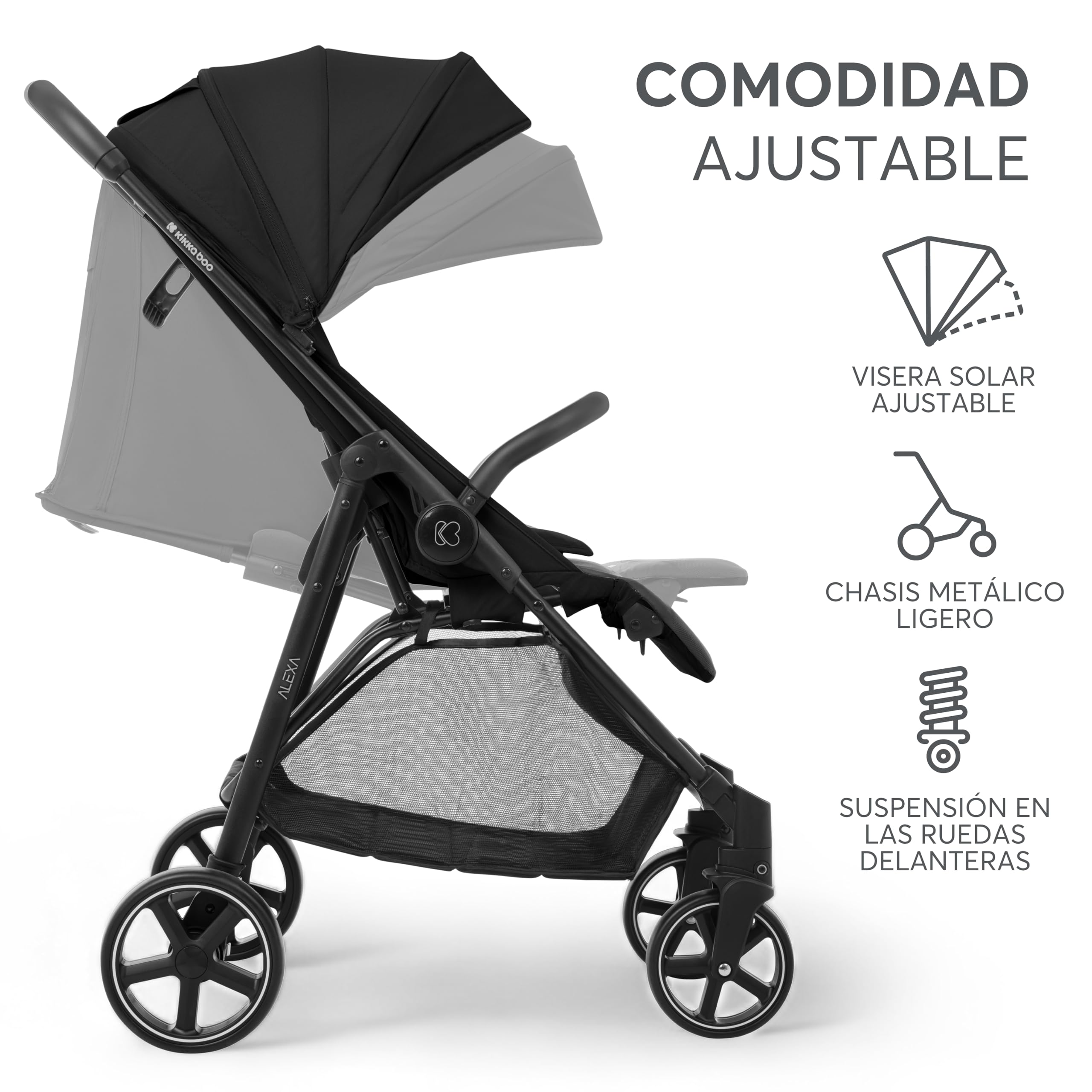 kikkaboo-alexa-silla-paseo-ligera-0-22-kg-negro image 3
